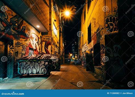 Graffiti Alley At Night In The Fashion District Of Toronto Ont