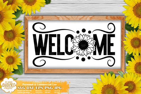 Cut File Png Welcome Sign Svg Eps Sunflower Porch Sign Svg Sunflower