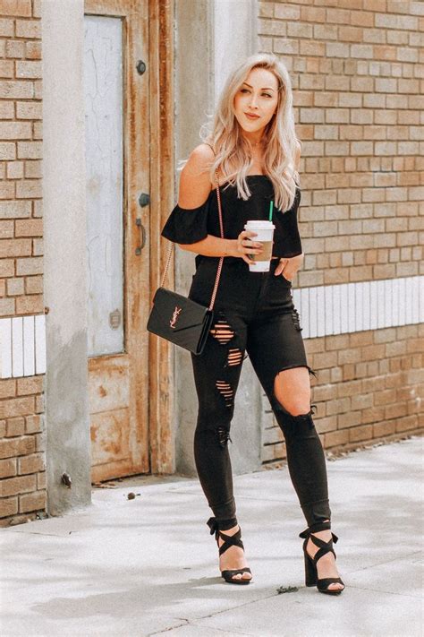 Backless In Black Blondie In The City Cute Ripped Jeans Outfit