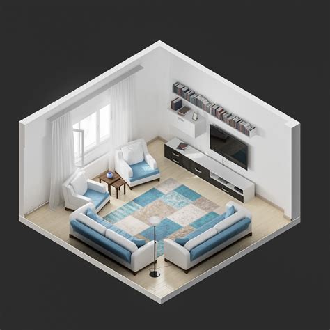 Living Room Isometric Finished Projects Blender Artists Community