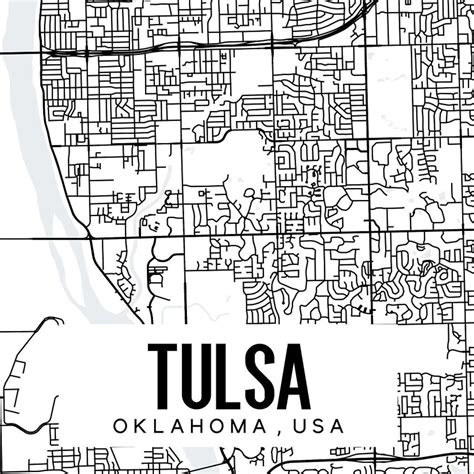 Tulsa Oklahoma Map Printable Tulsa Oklahoma Map Art Tulsa Etsy