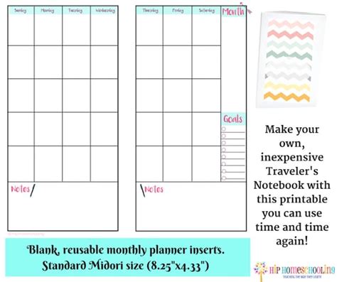 Reusable Monthly Blank Travelers Notebook By Hiphomeschooling