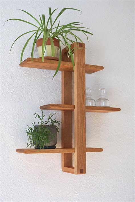 Wood Wall Shelf Wood Shelves Floating Shelves Plant Wall Plant Decor Japanese Joinery