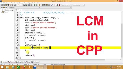 Lcm Of Two Numbers In C Cpp Programming Video Tutorial Youtube
