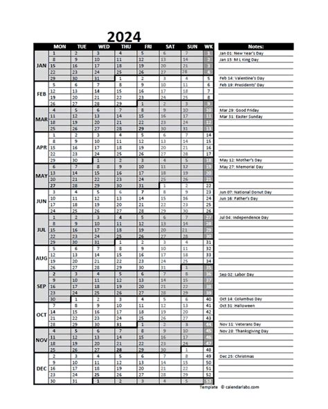 2024 Excel Calendar Template With Week Numbers Eydie Jaquith