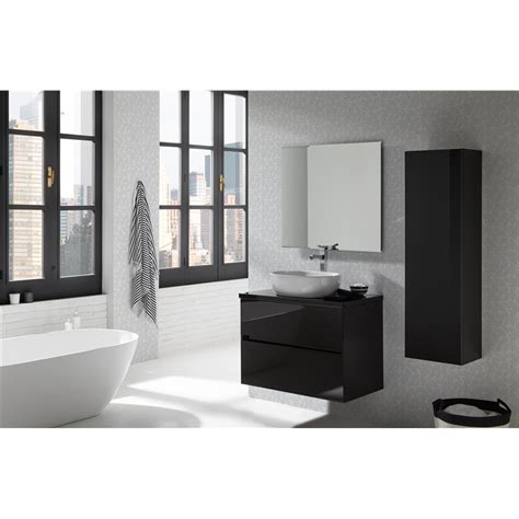 Pack Mueble De Baño Negro Y Lavabo Glass Line Sanchis Comprar Barato