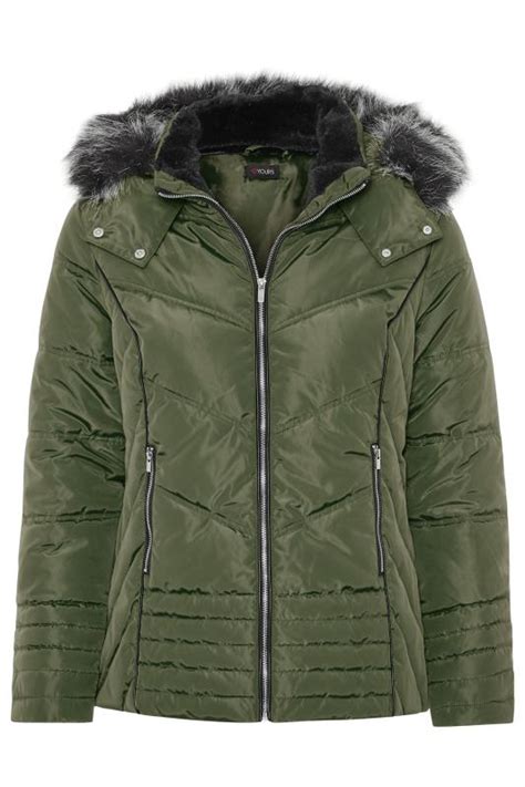 Maybe you would like to learn more about one of these? Khaki Green PU Trim Panelled Puffer Coat | Yours Clothing