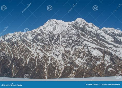 Snowy Huge Mountain Landscape View Of Himalaya Mountains During Sunny