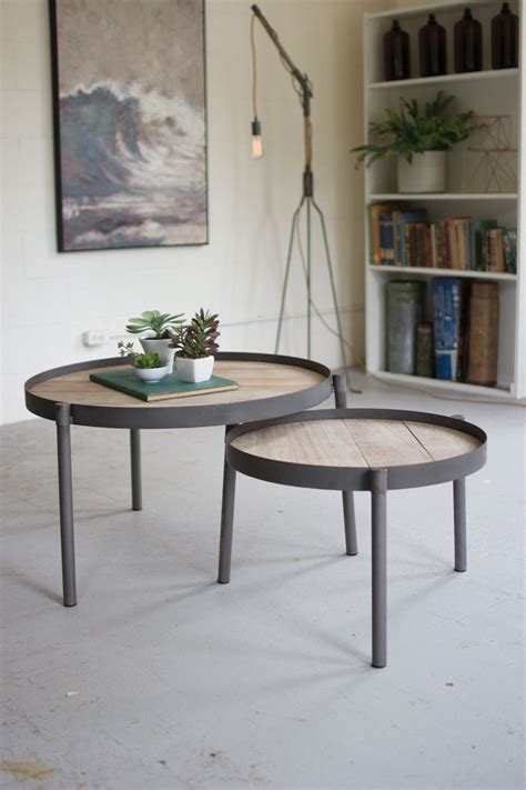 Nesting tables coffee, console, sofa & end tables : Numéro 3 Iron & Wood Nesting Coffee Tables | Coffee table ...