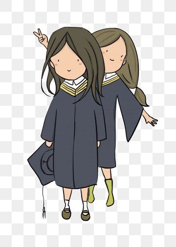 Cartoon Girl Wearing Graduation Gown Graduation Season University