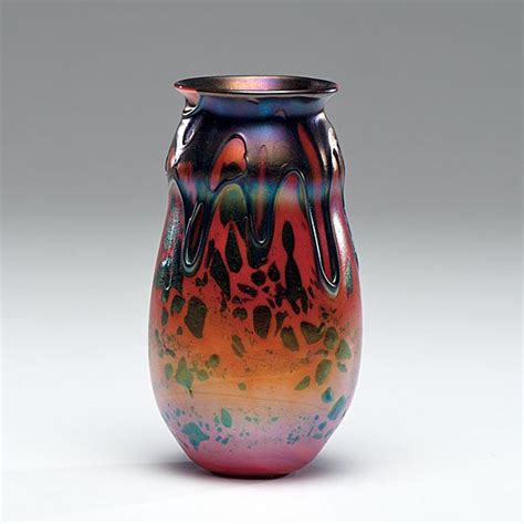Charles Lotton Lava Cypriot Vase Vase Glass Art Glass Blowing