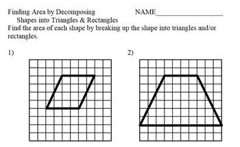 finding area by decomposing shapes into triangles and rectangles
