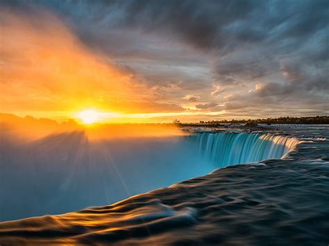 Niagara Falls Sunset Nature Hd Wallpaper Chutes Du Niagara Fond D