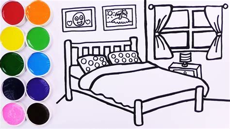 Un dibujo especialmente indicado para los niños más pequeños. Como Dibujar y Colorear Dormitorio de Colores - How To Draw Bedroom For Kids / FunKeep - YouTube