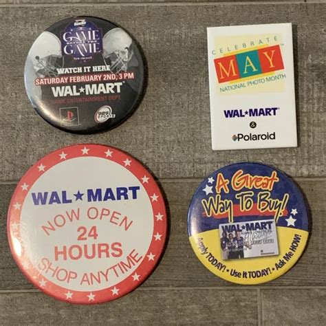 Vintage Walmart Pins Employee Buttons Lot Of 4 Late 90s Early Y2ks £8