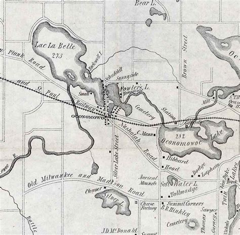 1876 Map Of Lakes Around Oconomowoc Wisconsin Etsy