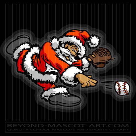 Santa Claus Throwing Baseball Vector Baseball Image Eps 