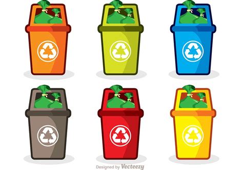 Colorful Trash Icons Vector Pack 85151 Vector Art At Vecteezy