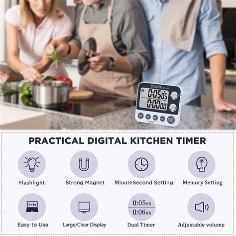 FCXJTU Digital Dual Kitchen Timer Large Display Up To 100 Hours Dual