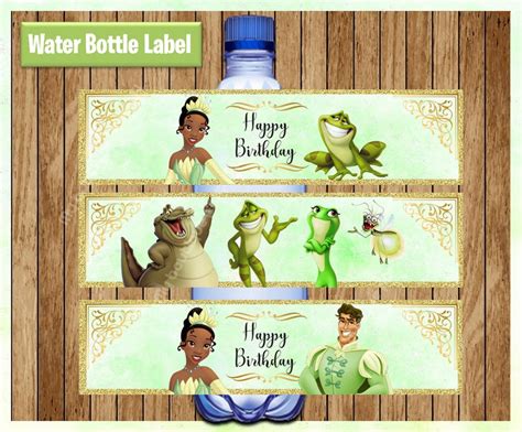 Princess Tiana Water Bottle Labels Printable Disney Princess Etsy