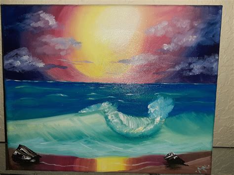Bob Ross Episode Ocean Sunset First Oil Painting In Almost A Year