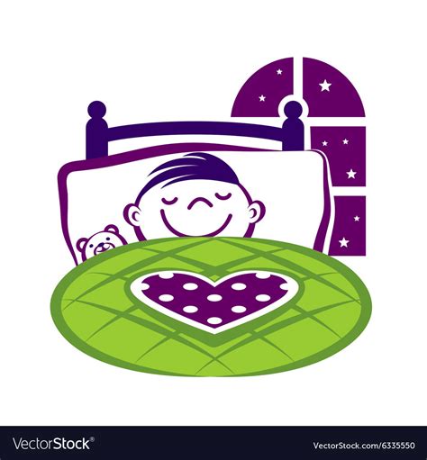 Little Boy Sleeping In A Bed Royalty Free Vector Image