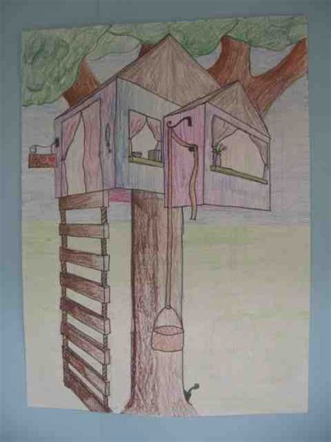 Create Art With Mrs P 8th Grade 2 Point Perspective Dream Tree Houses