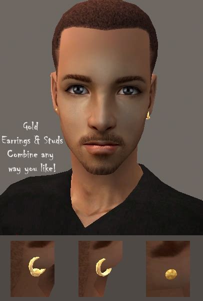 Mod The Sims Gold Earrings And Studs For Men Mixable