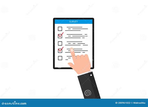 Online Survey Form Clicking Hand With Checklist Questionnaire List