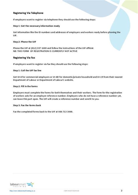 Check spelling or type a new query. How To Register with the UIF, Document, Labour Law, South ...