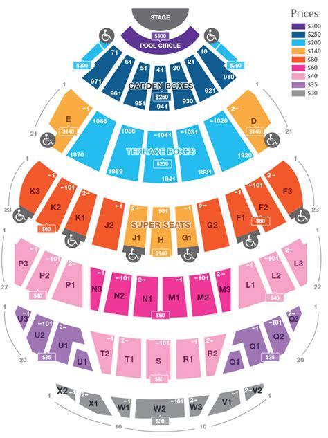 Hollywood Bowl Detailed Seating Chart With Seat Numbers Elcho Table
