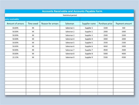 Account Excel Template