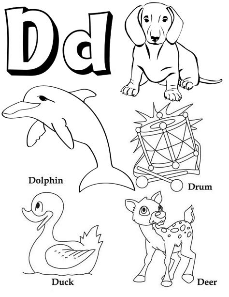 Alphabet D Coloring Page For Preschoolers
