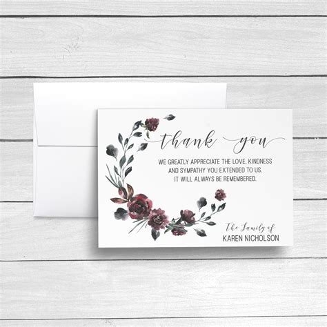 Sympathy Acknowledgement Cards Bereavement Cards Funeral Thank You