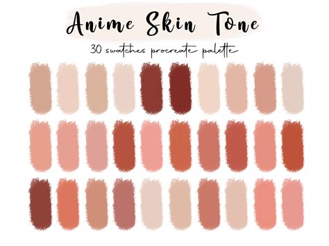 Anime Skin Tone Procreate Palette 30 Colors Palette Instant Etsy