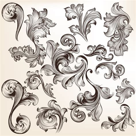 Vector Set Of Calligraphic Vintage Swirls For Design Stock Vector