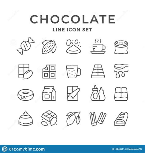 Set Line Icons Of Chocolate And Cacao Stock Vector Illustration Of