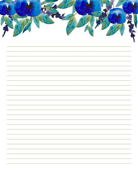 Floral Writing Paper Printables Letter Paper 85 X 11 In Etsy In 2021