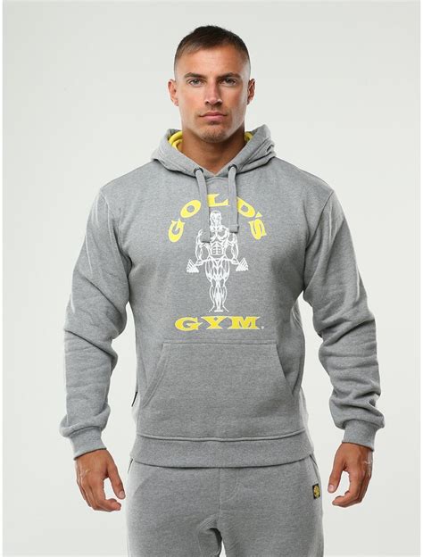 Golds Gym Muscle Joe Logo Hoodie Grey Gym Outfit Hoodies Gym Outfit Men