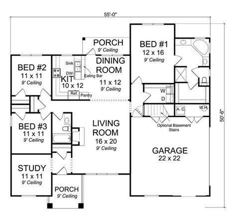 Traditional Home Plan 3 Bedrms 2 Baths 1616 Sq Ft 178 1317