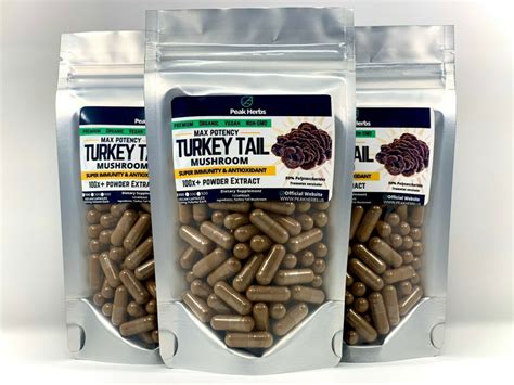 turkey tail mushroom extract capsules high potency 50 polysaccharides peak herbs