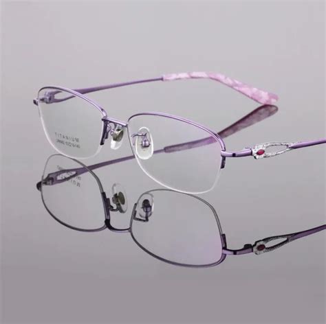 Width 140 Commercial Plating Pure Titanium Super Light Semi Rimless Women Eyeglasses Frames