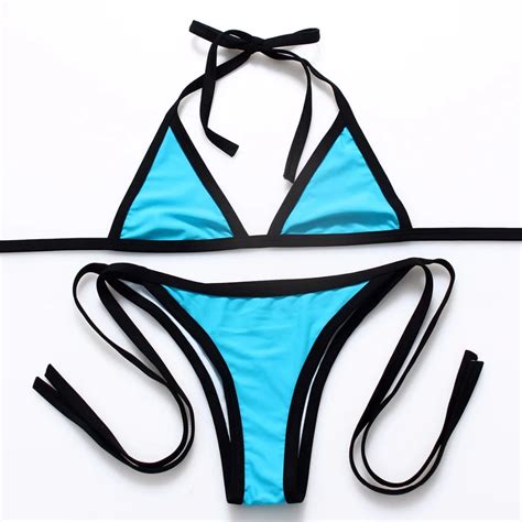 2018 Sexy Thong Micro Bikini Women Swimsuit Brazilian Bikinis Set Halter Bathing Suit Beach