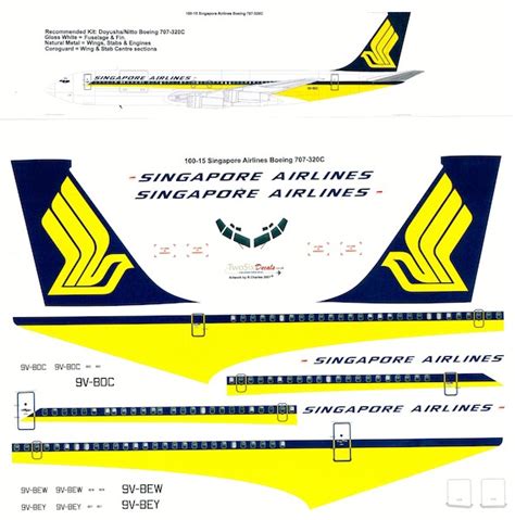 Two Six Decals 100 15 Boeing 707 320bc Singapore Airlines