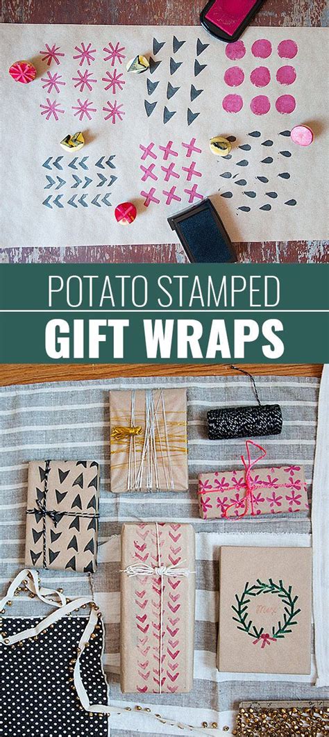 Make A Stamp Out Of Potatoes So You Can Stamp Your T Wrapping Paper