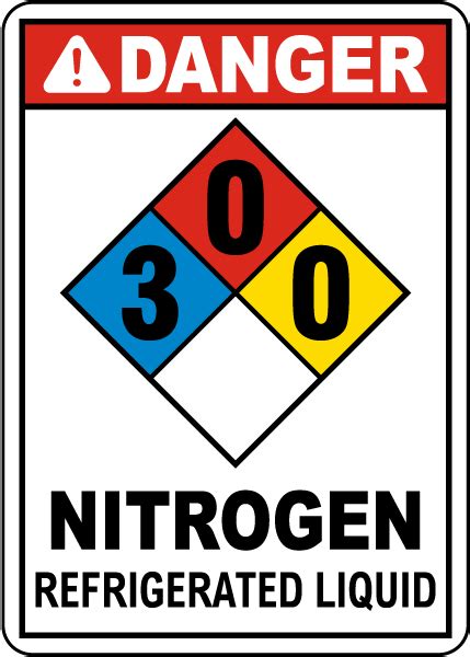 Nfpa Danger Nitrogen Refrigerated Liquid 3 0 0 Sign Save 10