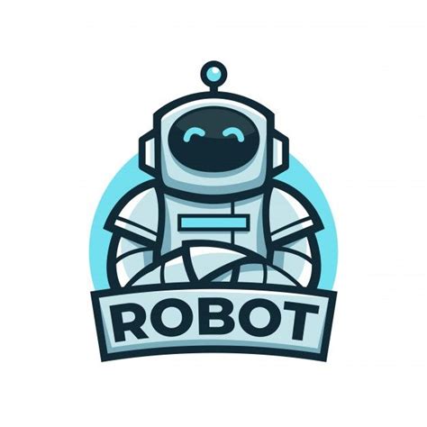 Premium Vector Cute Friendly Blue Robot Mascot Logo With Crossed Arms