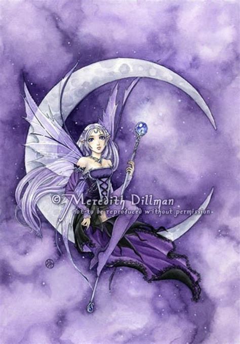 Items Similar To Gothic Fairy Art Crescent Moon Fantasy Print Purple
