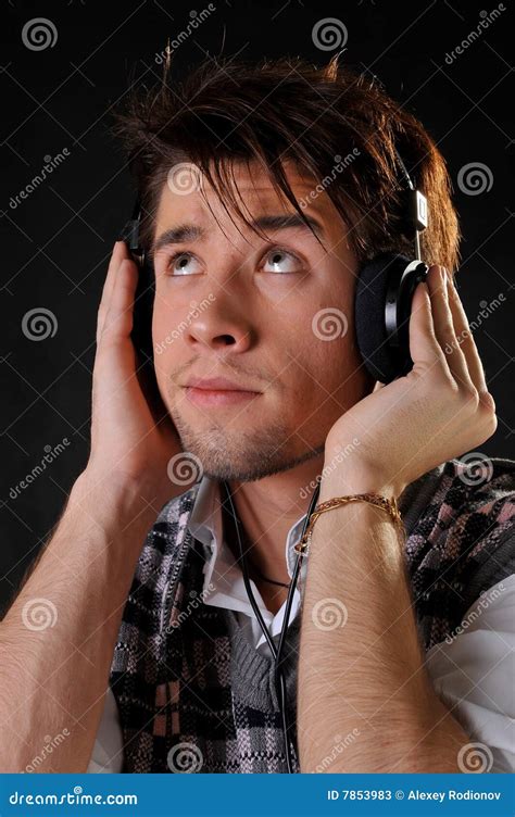Man Listening Music In Headphones Stock Image Image Of Music