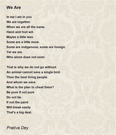 We Are We Are Poem By Prativa Dey